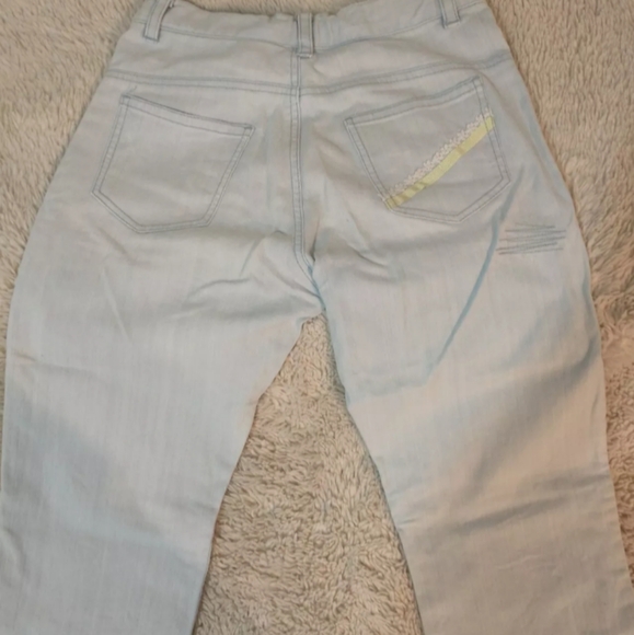 Pom Ponette Embroidered Cropped Jeans, Size 150cm (M) - Picture 2 of 6